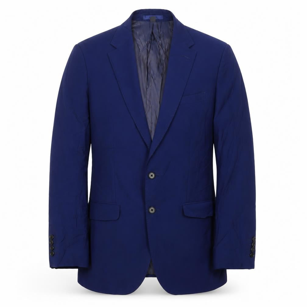 Front view of Marks & Spencer men’s blue wool jacket suit jacket, size 38, regular