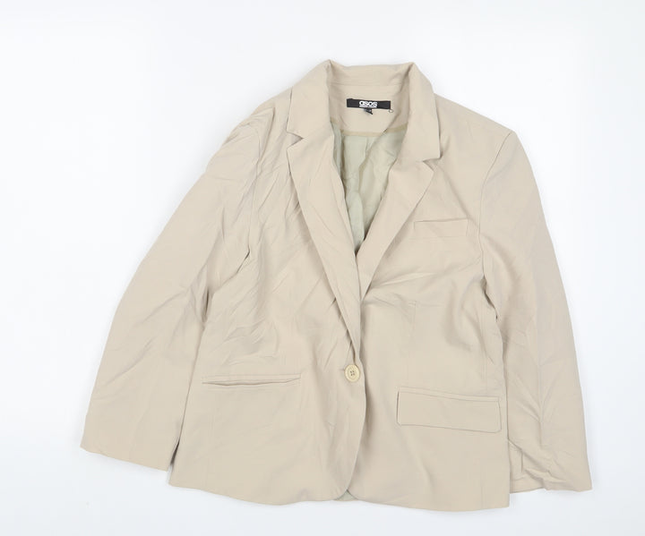 ASOS Womens Beige Jacket Blazer Size 10 Button