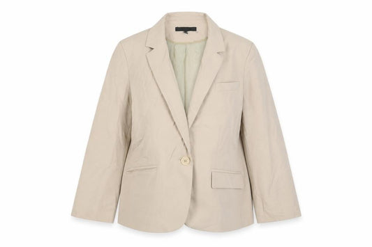 Front view of ASOS women’s beige jacket blazer, size UK 10, button