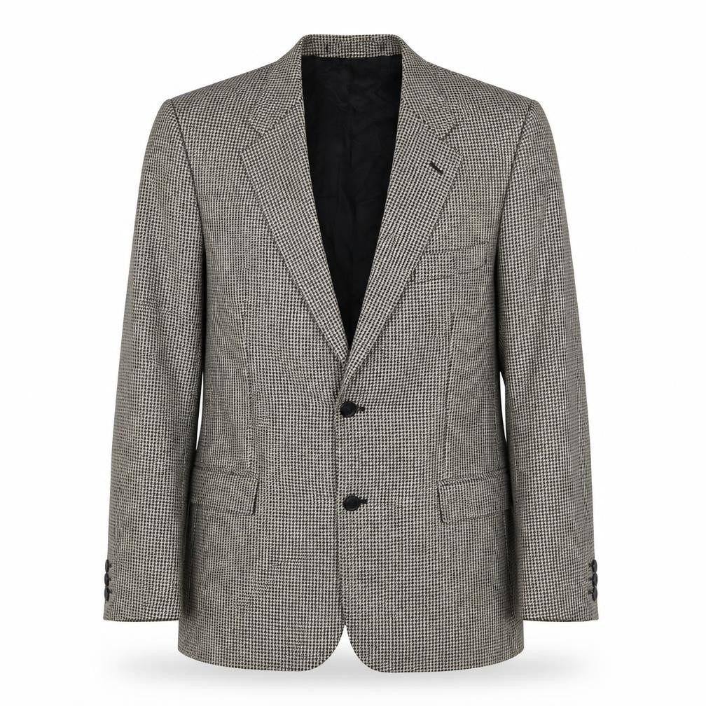 Marks and Spencer Mens Beige Houndstooth Wool Jacket Suit Jacket Size 42 Regular