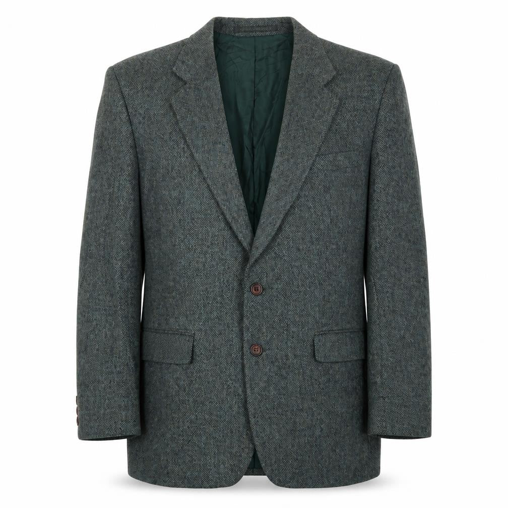 Front view of Marks & Spencer men’s blue wool jacket suit jacket, size 42, regular