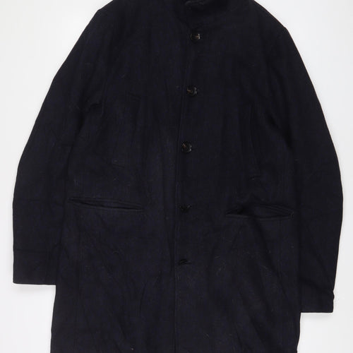 NEXT Mens Blue Overcoat Coat Size L Zip