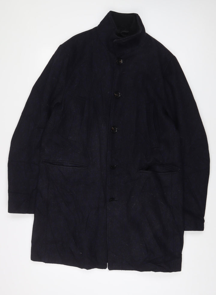 NEXT Mens Blue Overcoat Coat Size L Zip