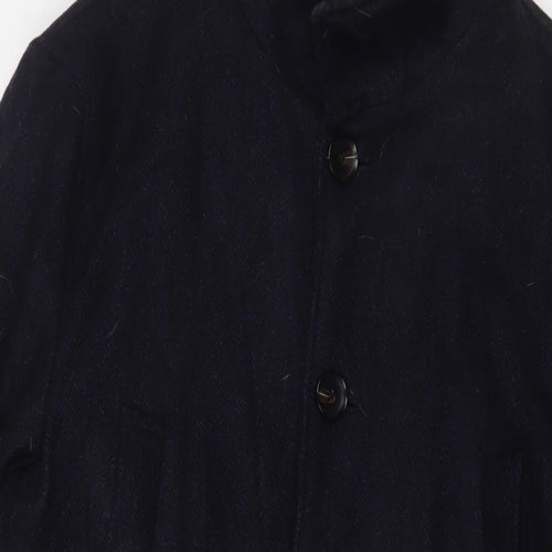 NEXT Mens Blue Overcoat Coat Size L Zip