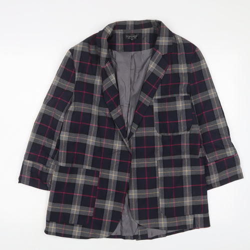Topshop Womens Multicoloured Plaid Jacket Blazer Size 12 - Open