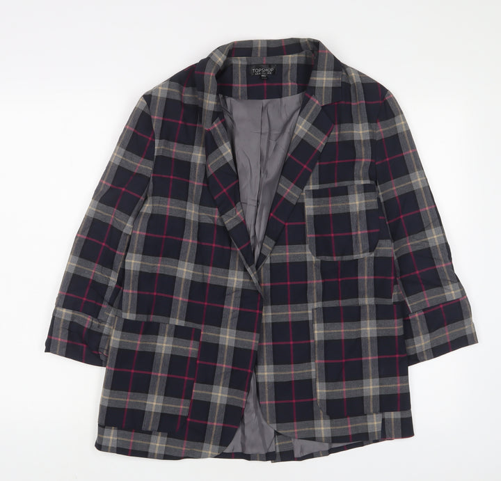 Topshop Womens Multicoloured Plaid Jacket Blazer Size 12 - Open
