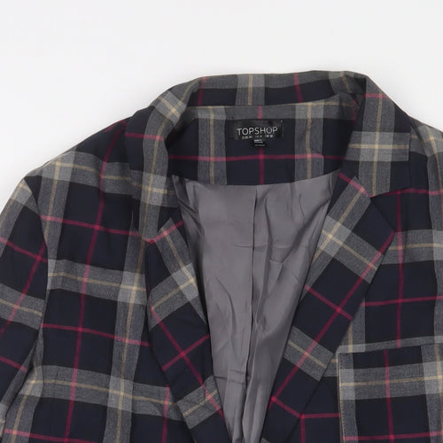 Topshop Womens Multicoloured Plaid Jacket Blazer Size 12 - Open