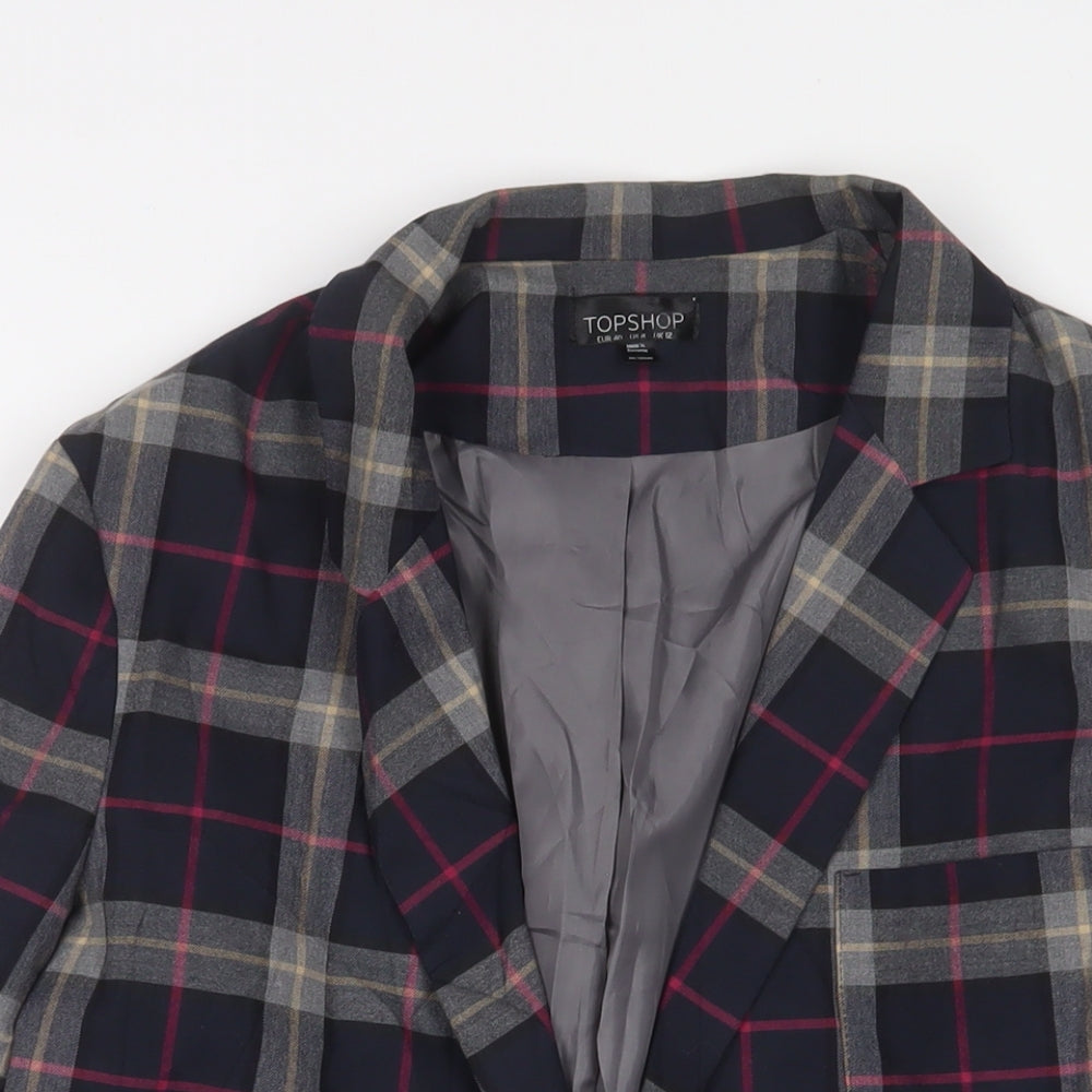 Topshop Womens Multicoloured Plaid Jacket Blazer Size 12 - Open