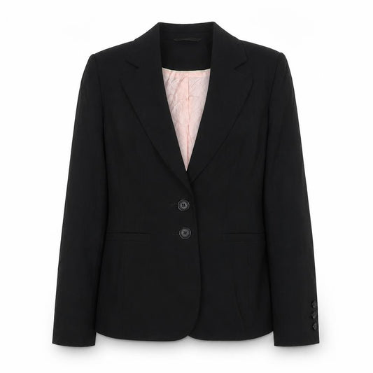 Front view of Next women’s black jacket blazer, size UK 8, button