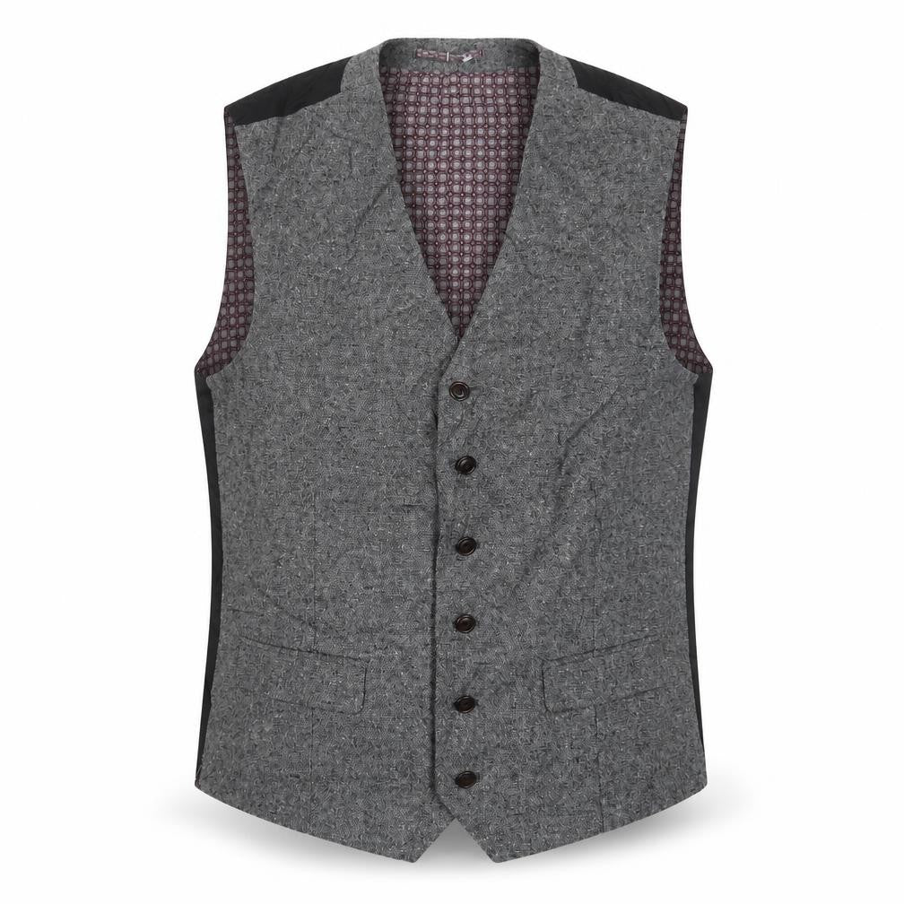 Front view of Next men’s grey polyester jacket suit waistcoat, size 40, regular