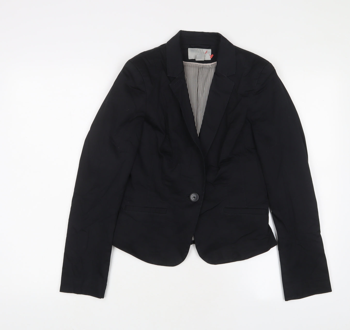 H&M Womens Black Jacket Blazer Size 8 Button