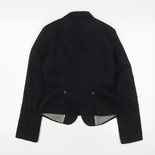 H&M Womens Black Jacket Blazer Size 8 Button