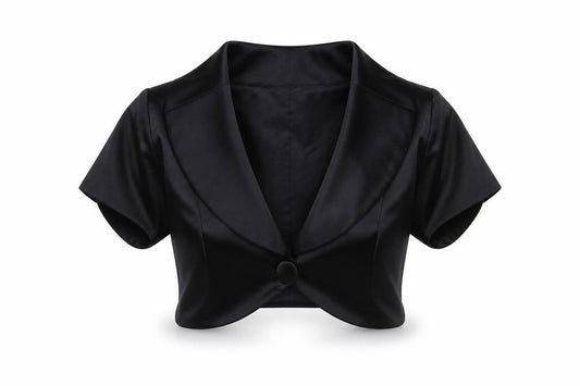 Front view of JS Boutique women’s black jacket blazer, size M, button