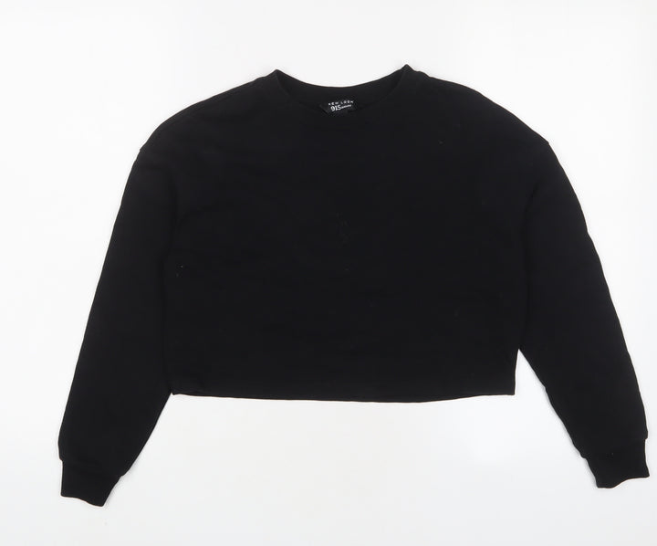 New Look Girls Black Cotton Pullover Sweatshirt Size 10-11 Years Pullover