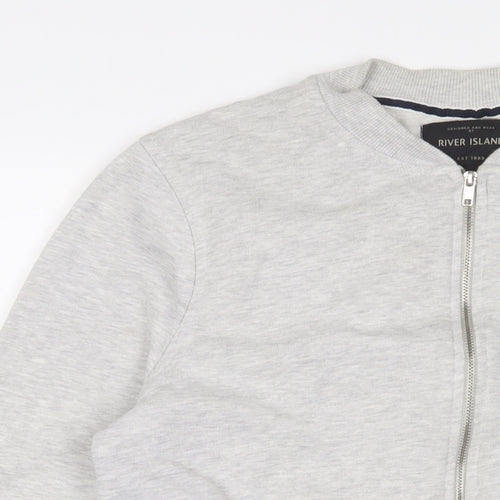 River Island Mens Grey Cotton Full Zip Sweatshirt Size M - Zip Pockets