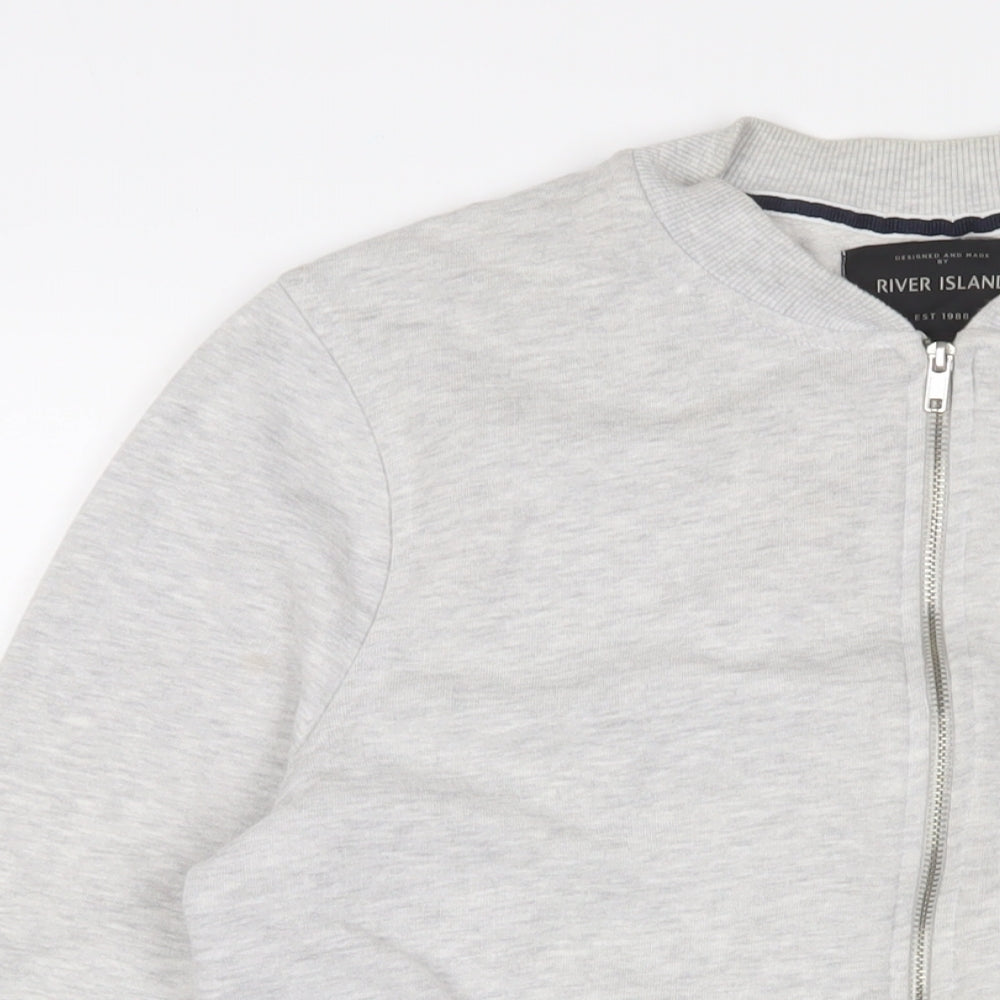 River Island Mens Grey Cotton Full Zip Sweatshirt Size M - Zip Pockets