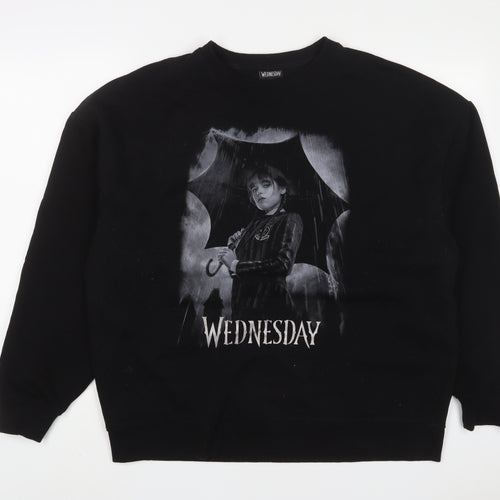 Wednesday Womens Black Cotton Pullover Sweatshirt Size M Pullover