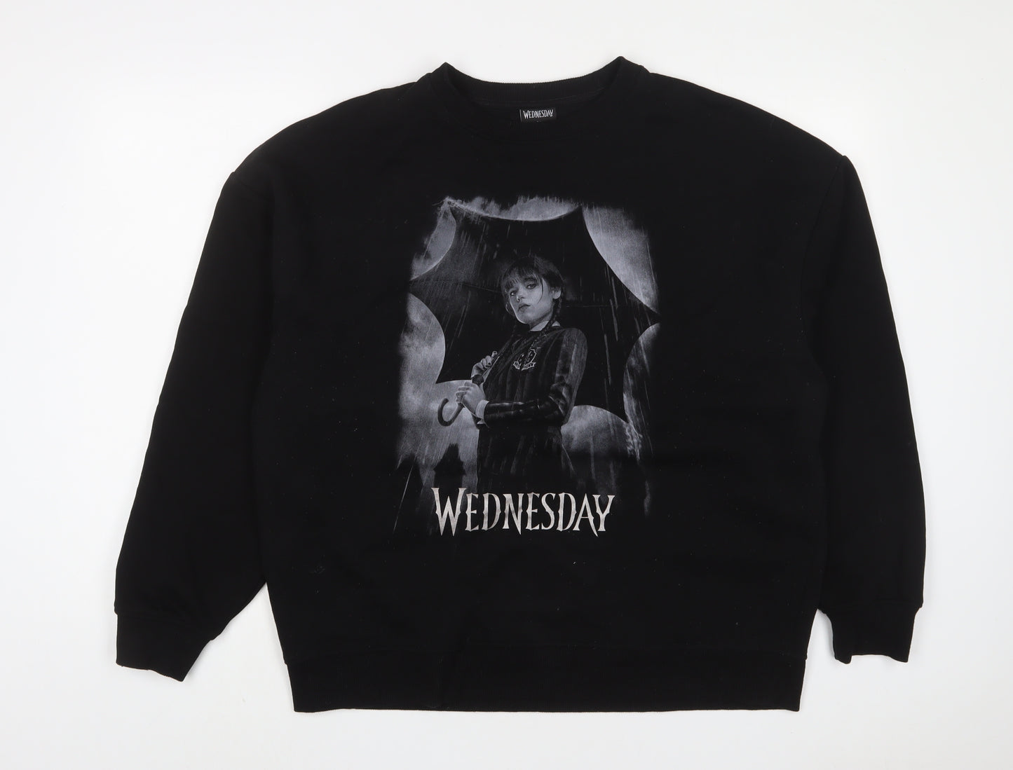 Wednesday Womens Black Cotton Pullover Sweatshirt Size M Pullover