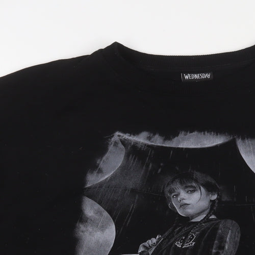 Wednesday Womens Black Cotton Pullover Sweatshirt Size M Pullover