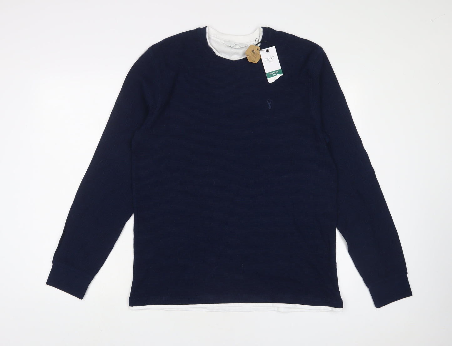 NEXT Mens Blue Cotton T-Shirt Size L Crew Neck