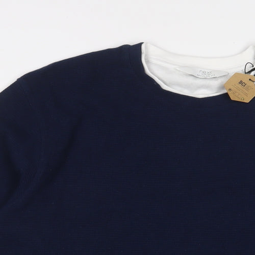 NEXT Mens Blue Cotton T-Shirt Size L Crew Neck