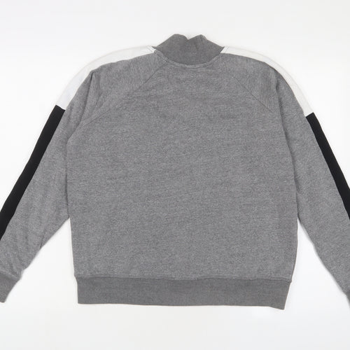 Reebok Womens Grey Cotton Pullover Sweatshirt Size M Zip - Logo