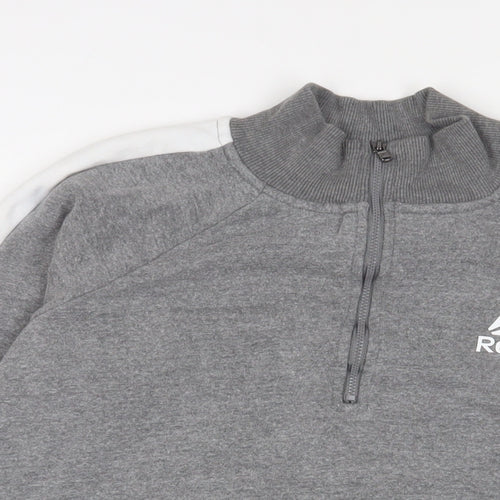 Reebok Womens Grey Cotton Pullover Sweatshirt Size M Zip - Logo