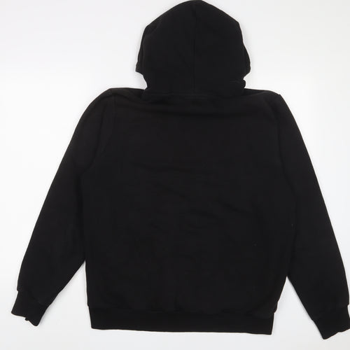 River Island Mens Black Cotton Pullover Hoodie Size L - Embroidered