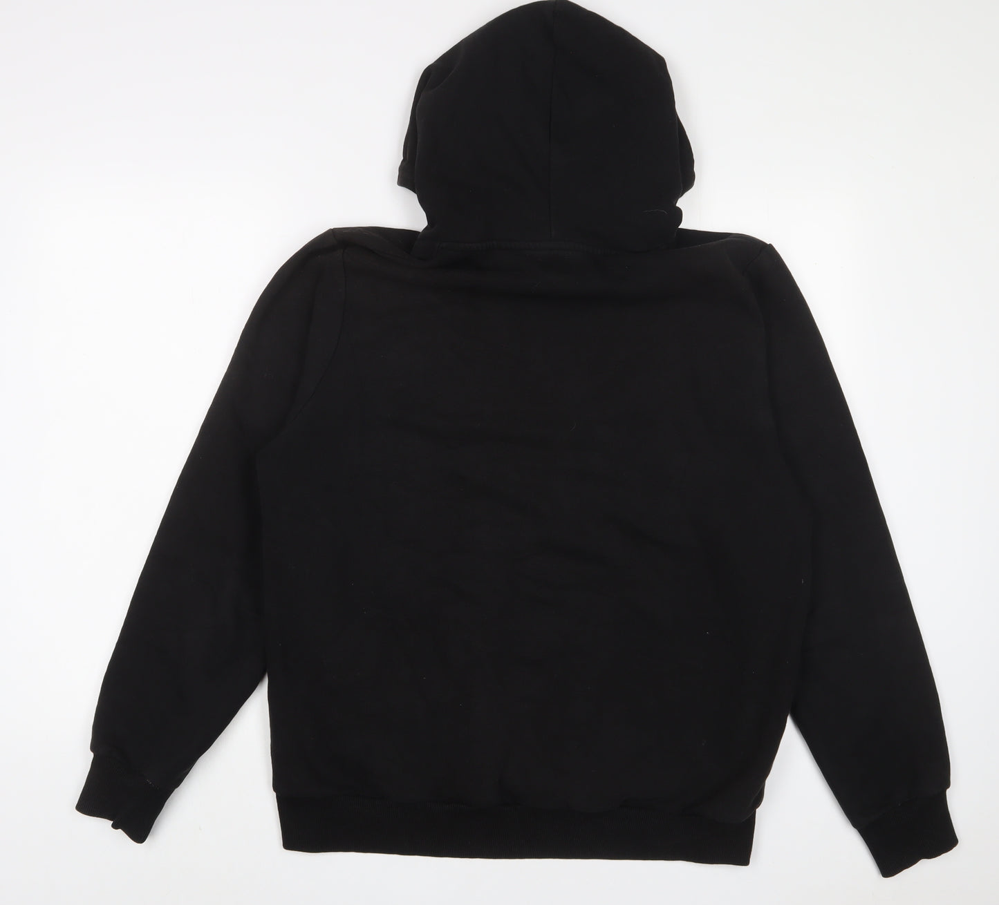 River Island Mens Black Cotton Pullover Hoodie Size L - Embroidered