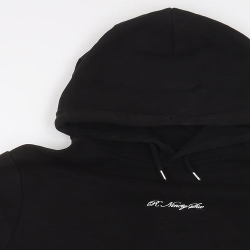River Island Mens Black Cotton Pullover Hoodie Size L - Embroidered