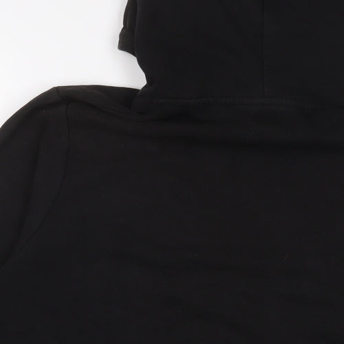 River Island Mens Black Cotton Pullover Hoodie Size L - Embroidered