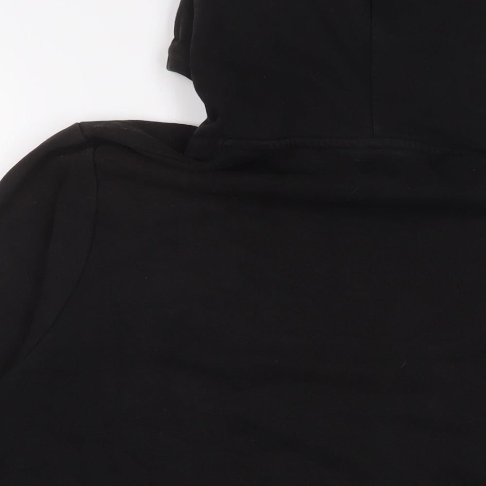 River Island Mens Black Cotton Pullover Hoodie Size L - Embroidered