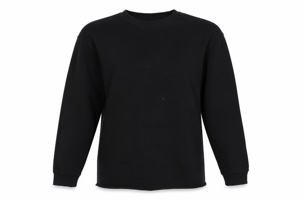 Front view of H&M women’s black cotton pullover sweatshirt, size L, pullover