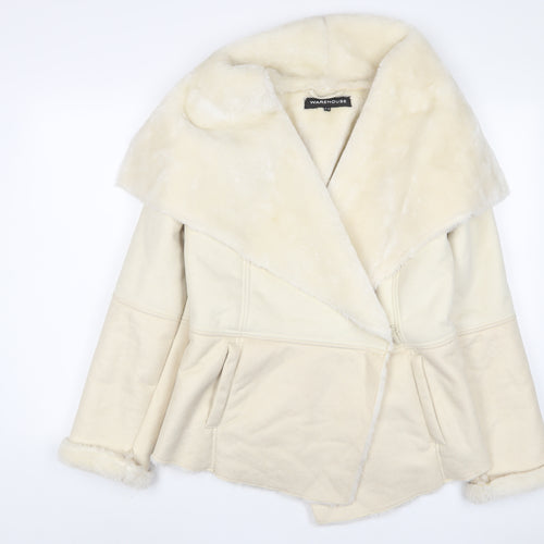 Warehouse Womens Ivory Jacket Size 10 Hook & Eye