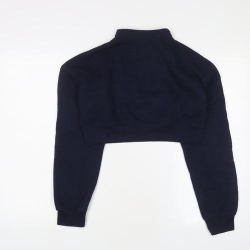 PRETTYLITTLETHING Womens Blue Cotton Pullover Sweatshirt Size S Zip