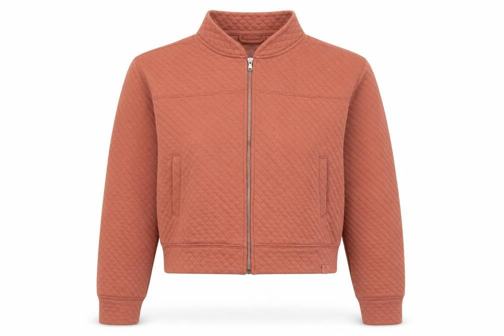 Front view of Gilly Hicks women’s orange cotton pullover sweatshirt, size S, zip