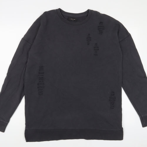 River Island Womens Grey Cotton Pullover Sweatshirt Size M Pullover