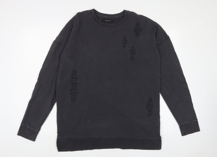 River Island Womens Grey Cotton Pullover Sweatshirt Size M Pullover
