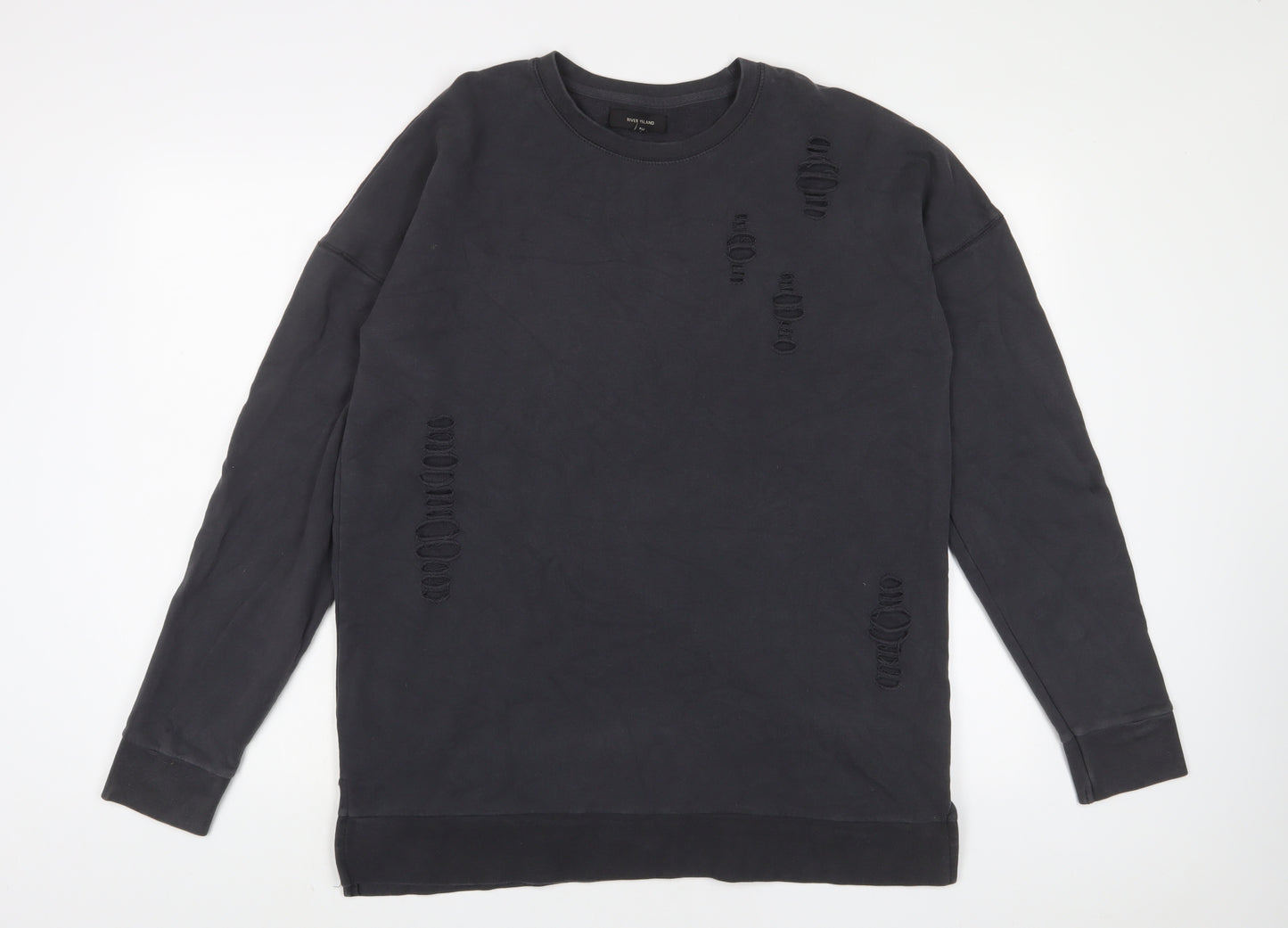 River Island Womens Grey Cotton Pullover Sweatshirt Size M Pullover