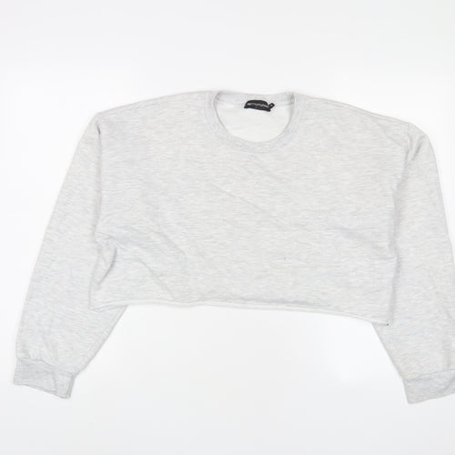 PRETTYLITTLETHING Womens Grey Cotton Pullover Sweatshirt Size S Pullover