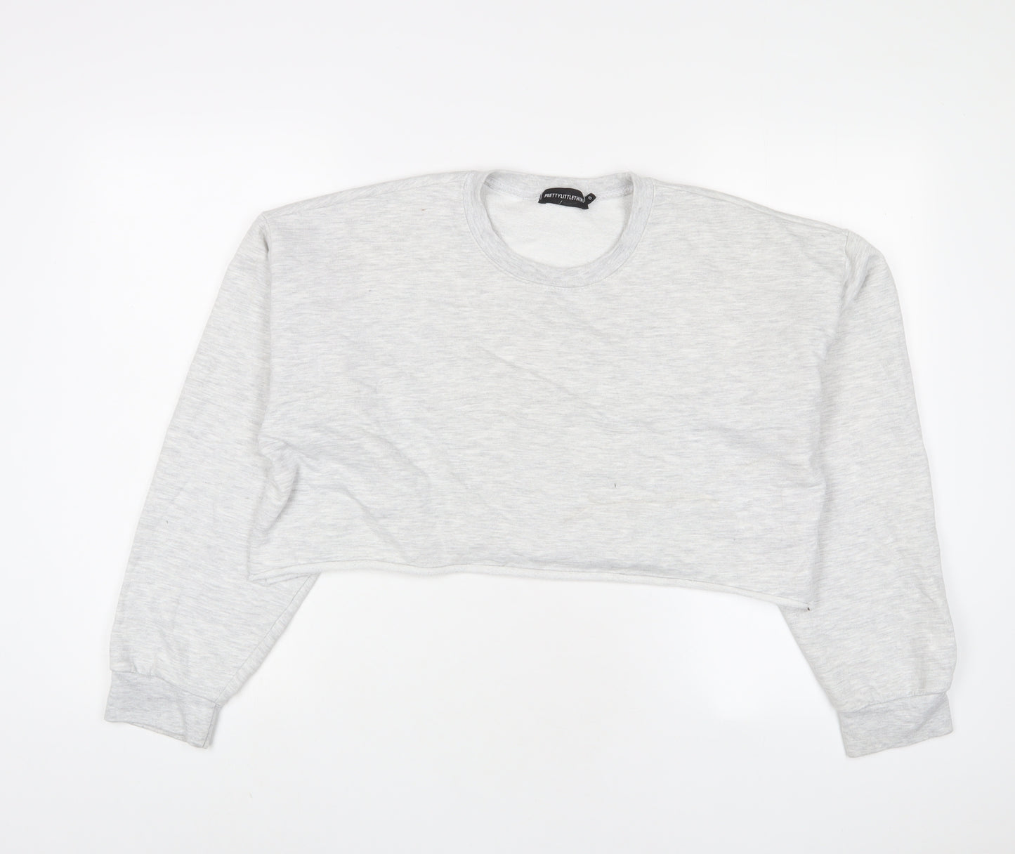 PRETTYLITTLETHING Womens Grey Cotton Pullover Sweatshirt Size S Pullover