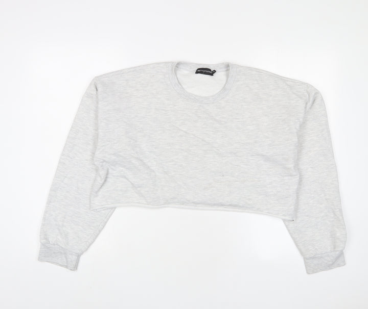 PRETTYLITTLETHING Womens Grey Cotton Pullover Sweatshirt Size S Pullover