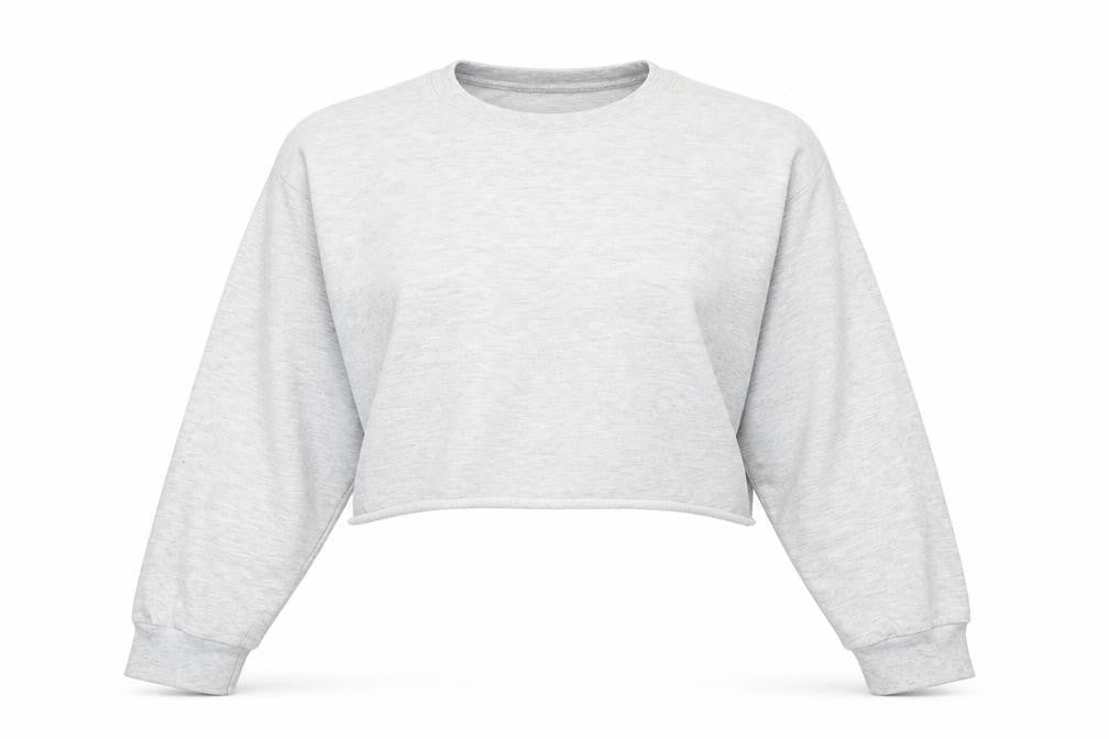 Front view of PRETTYLITTLETHING women’s grey cotton pullover sweatshirt, size S, pullover