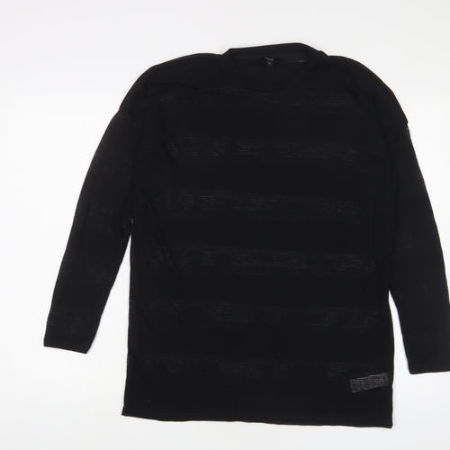 NEXT Womens Black Polyester Basic T-Shirt Size 12 Crew Neck