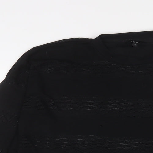 NEXT Womens Black Polyester Basic T-Shirt Size 12 Crew Neck