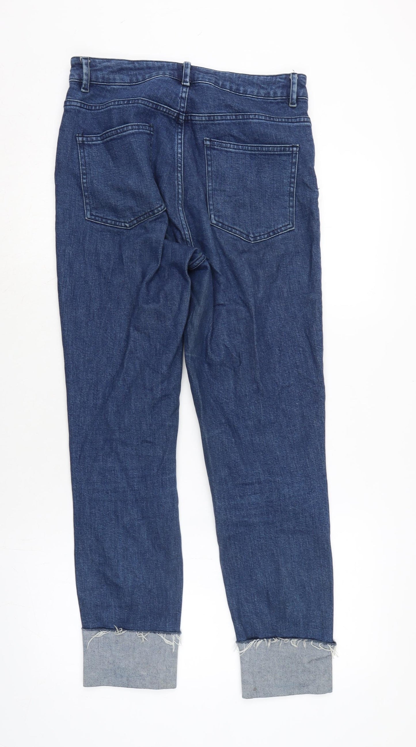 ASOS Womens Blue Cotton Blend Straight Jeans Size 30 in L28 in Regular Zip