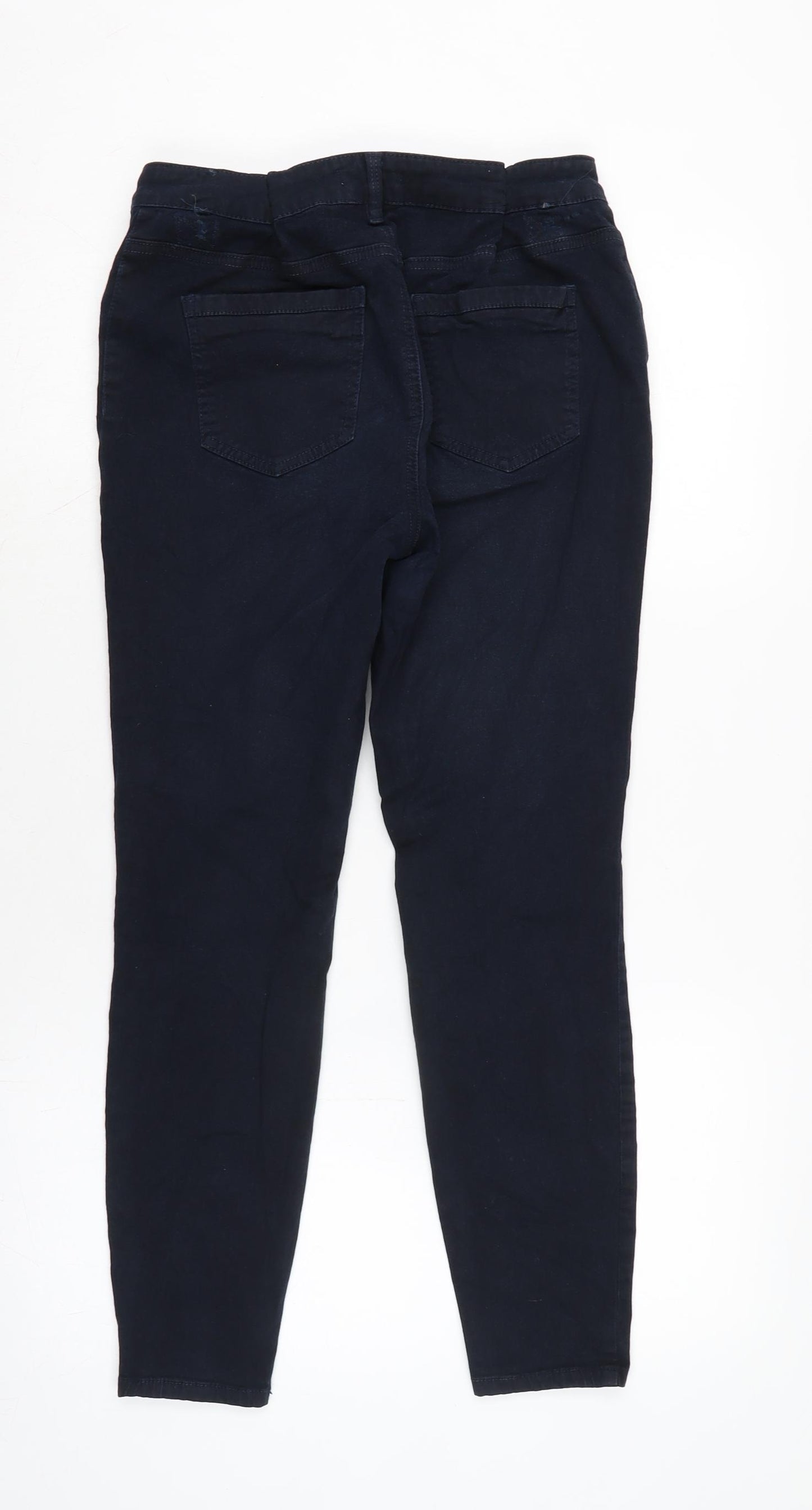 TU Womens Blue Cotton Blend Tapered Jeans Size 14 L26 in Regular Zip