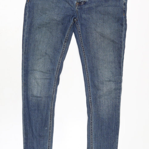 Topman Mens Blue Cotton Blend Tapered Jeans Size 32 in L28 in Regular Zip