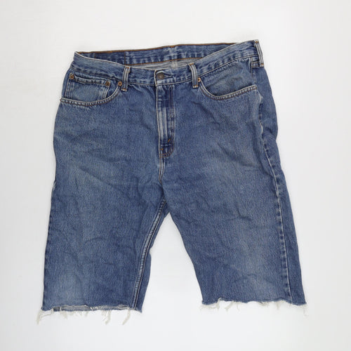 Levi's Mens Blue Cotton Bermuda Shorts Size 34 in L12 in Regular Zip - Raw Hem