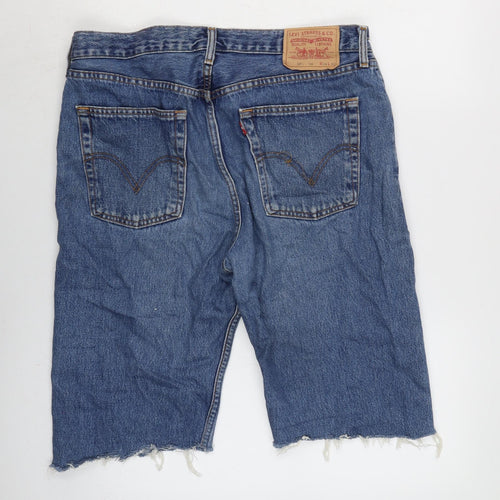 Levi's Mens Blue Cotton Bermuda Shorts Size 34 in L12 in Regular Zip - Raw Hem